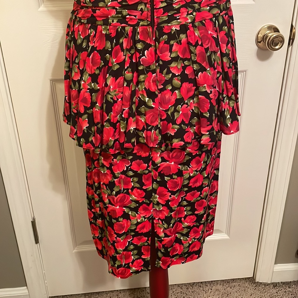 Vintage John Roberts 80’s Short Sleeve Floral Dress w/ shoulder pads Size 9/10 - Picture 6 of 11